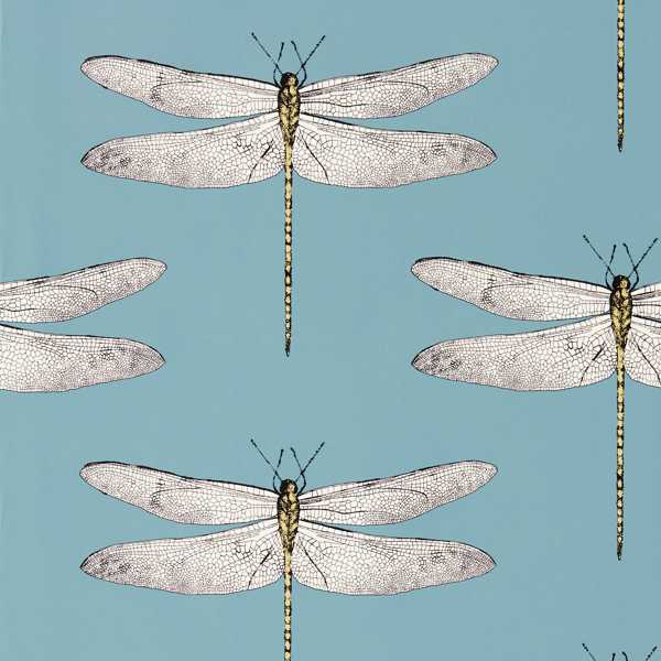 Demoiselle Cornflower/First Light/Honey Wallpaper by Harlequin