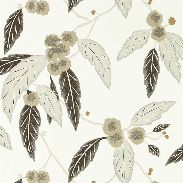 Coppice Oyster / Ebony / Gilver Wallpaper by Harlequin