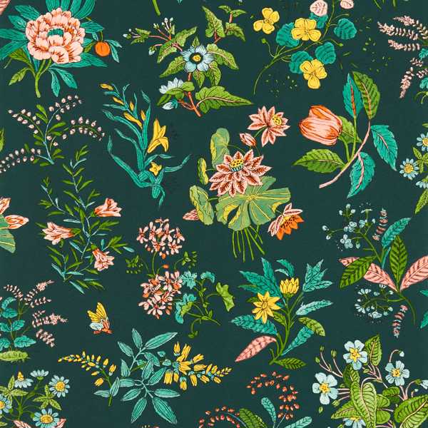 Woodland Floral Jade/Malachite/Rose Quartz Wallpaper by Harlequin