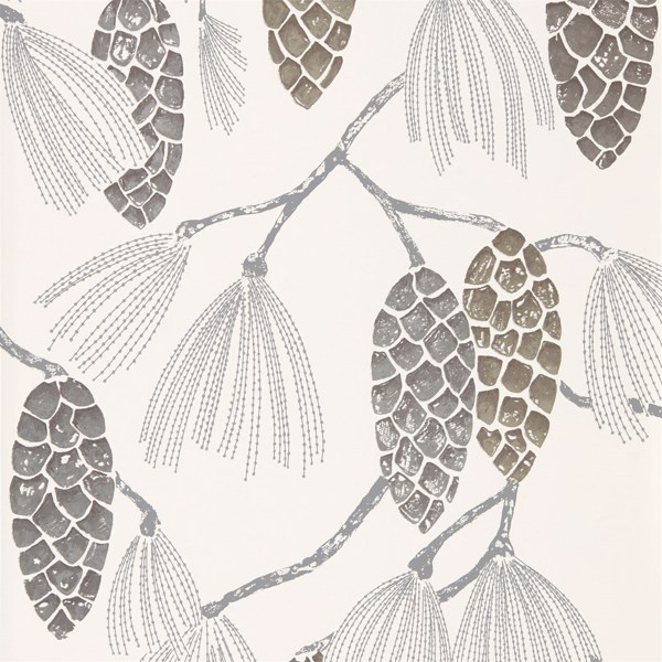 Epitome Gilver / Silver / Chalk Wallpaper by Harlequin