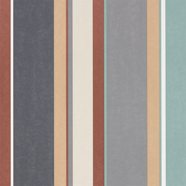 Bella Stripe Sepia / Copper / Duckegg Wallpaper by Harlequin
