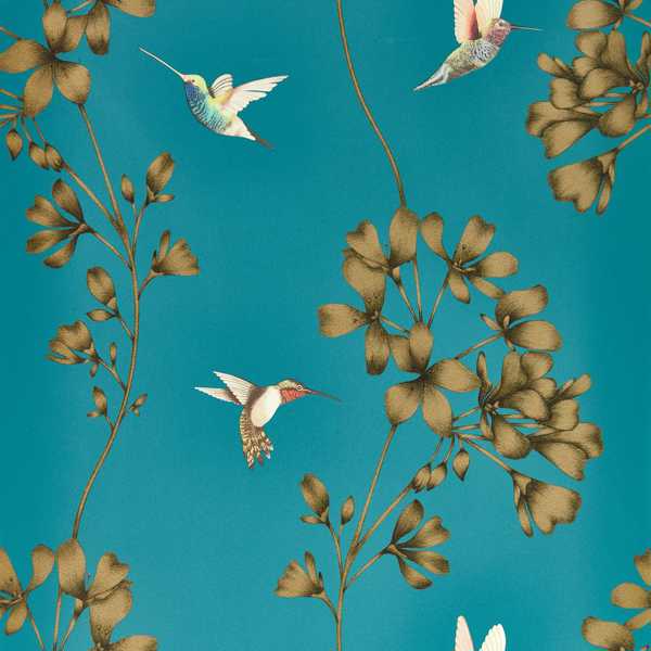 Amazilia Teal/Gold Wallpaper by Harlequin