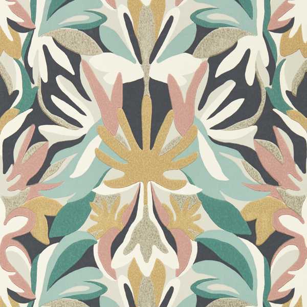 Melora Positano/Succulent/ Gold Wallpaper by Harlequin