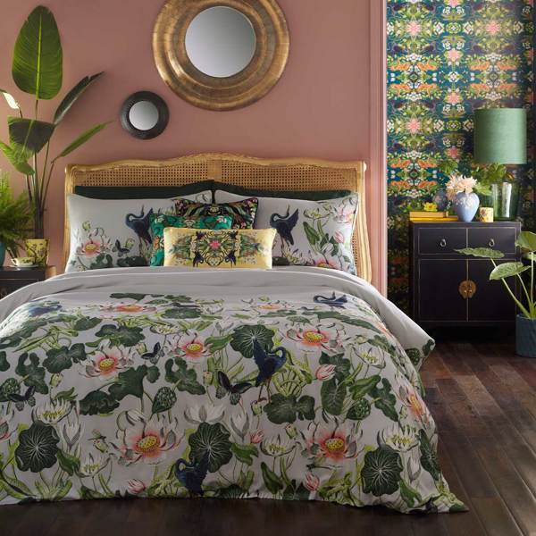 Waterlily Duvet Set Dove Bedding by Clarke & Clarke