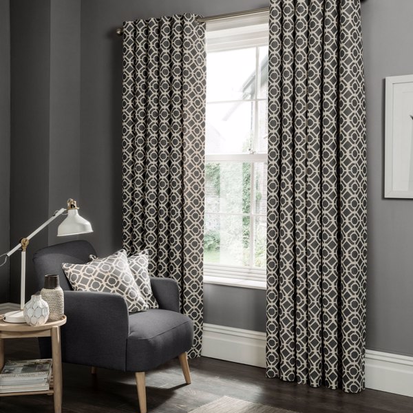 Castello Charcoal Curtains by Clarke & Clarke