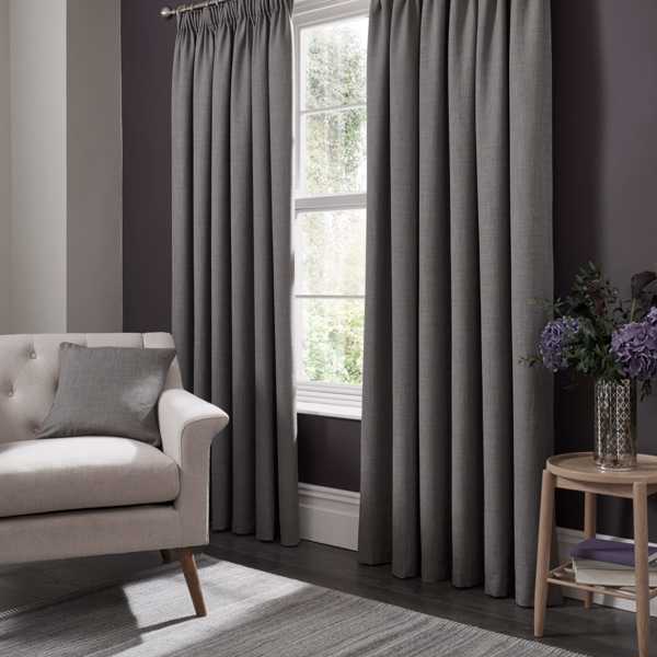 Elba Grey Curtains by Clarke & Clarke