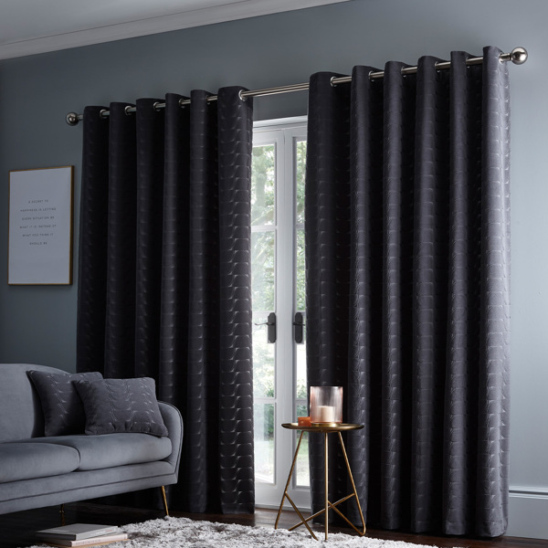 Lucca Curtain Charcoal Curtains by Clarke & Clarke