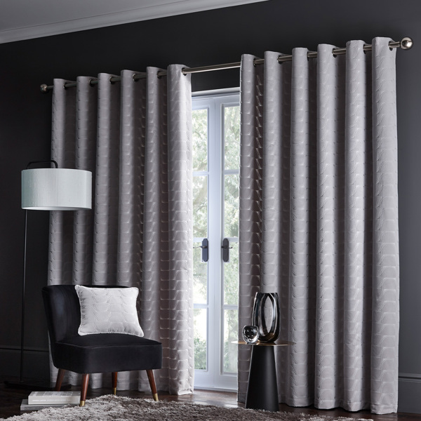 Lucca Curtain Silver Curtains by Clarke & Clarke