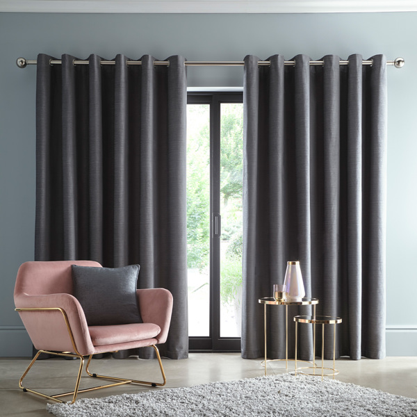 Arezzo Curtain Charcoal Curtains by Clarke & Clarke