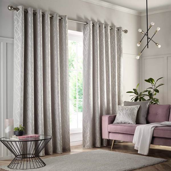 Como Curtain Silver Curtains by Clarke & Clarke