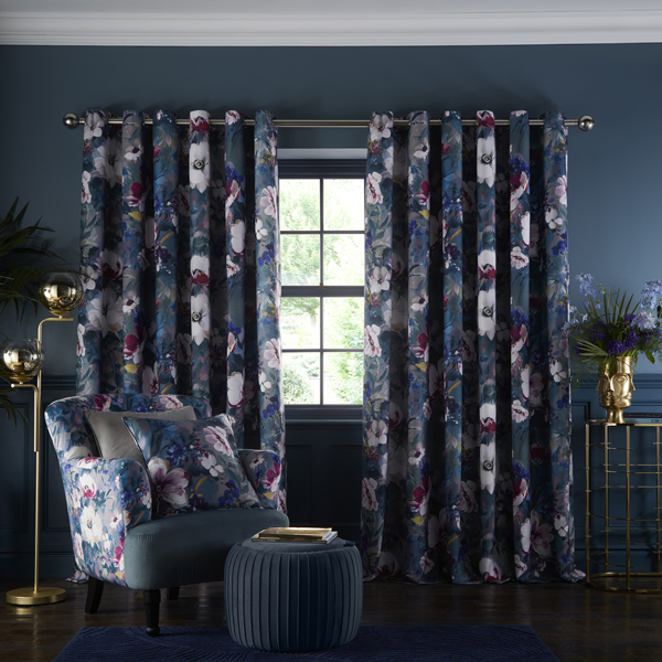 Bouquet Damson Curtains by Clarke & Clarke