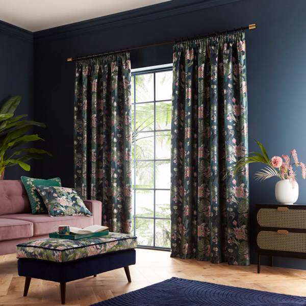 Waterlily Teal Curtains by Clarke & Clarke
