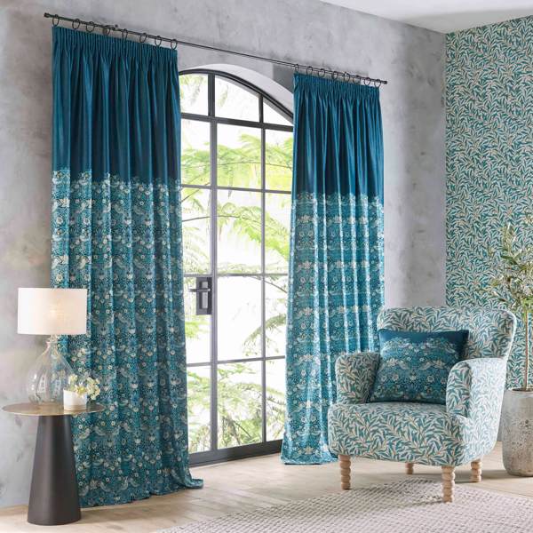 Strawberry Thief Teal Curtains by Clarke & Clarke