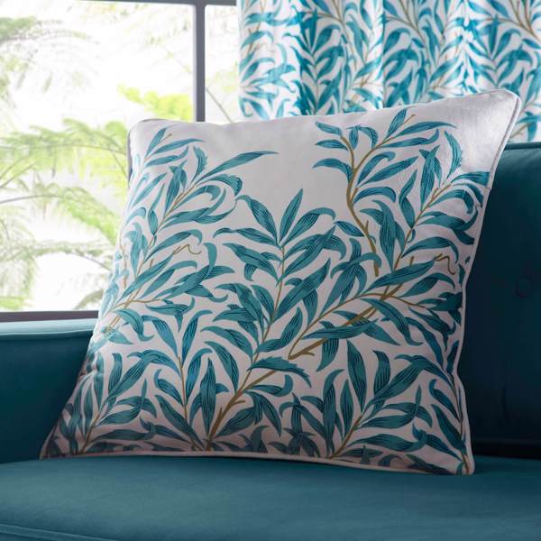 Willow Boughs Cushion Teal Cushions by Clarke & Clarke