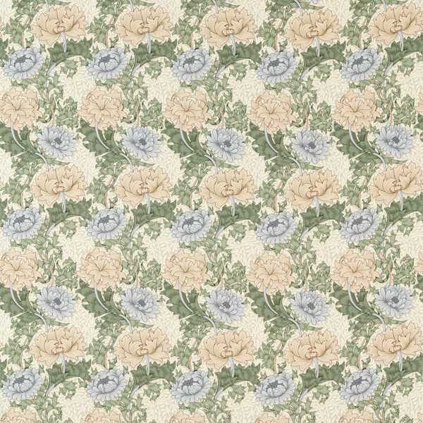 Chrysanthemum Mineral/Cream Fabric by Morris & Co