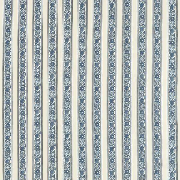 Fruit Stripe Indigo Fabric by Morris & Co