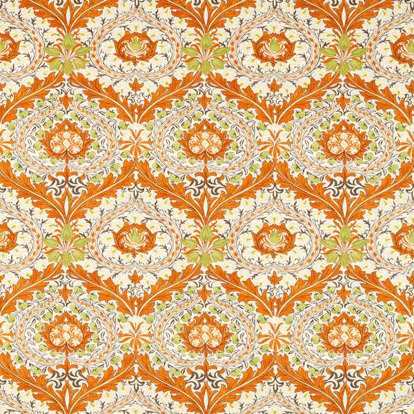 Merton Burnt Orange/Chartreuse Fabric by Morris & Co