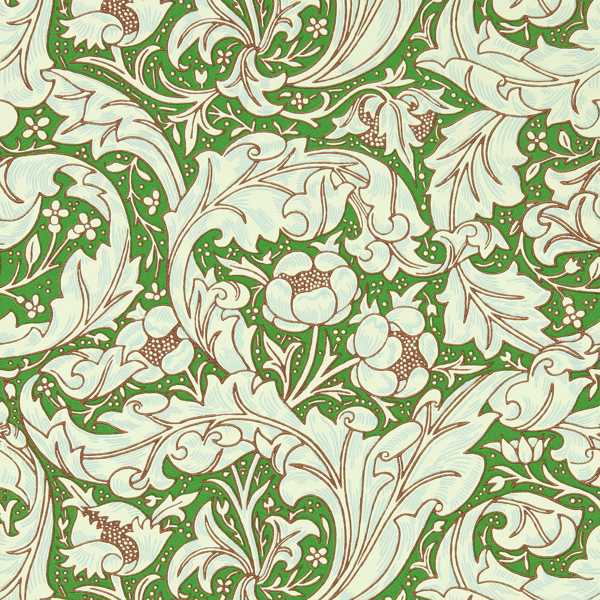 Bachelors Button Leaf Green/Sky Wallpaper by Morris & Co