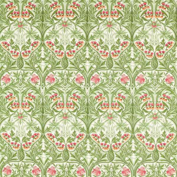 Bluebell Leaf Green/Sweet Briar Fabric by Morris & Co