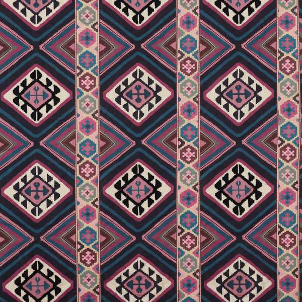 Dorothy’s Kilim Barbed Berry/Indigo Fabric by Morris & Co