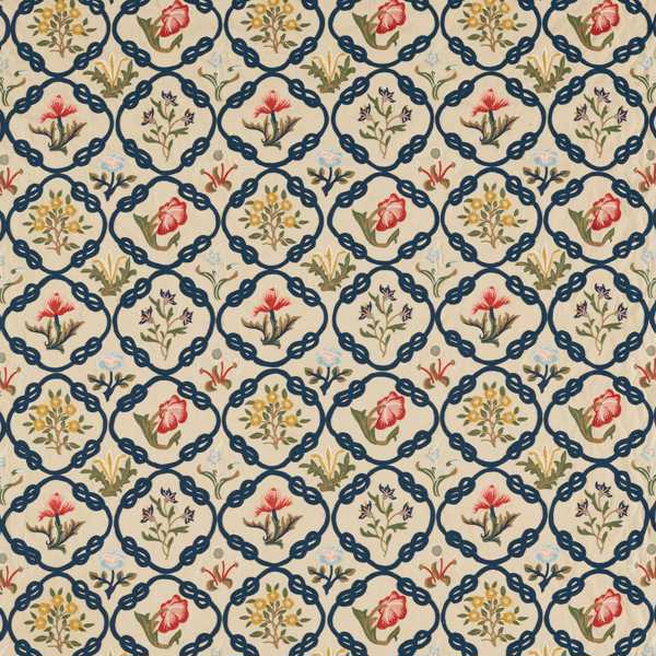 May’s Coverlet Indigo/Rose Fabric by Morris & Co