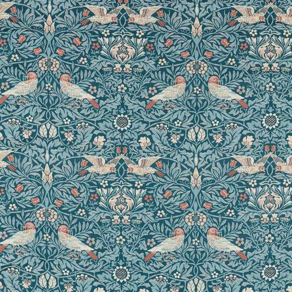 Bird Tapestry Webb's Blue Fabric by Morris & Co