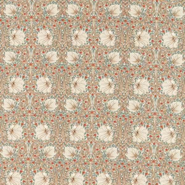 Pimpernel Linen/Coral Fabric by Morris & Co