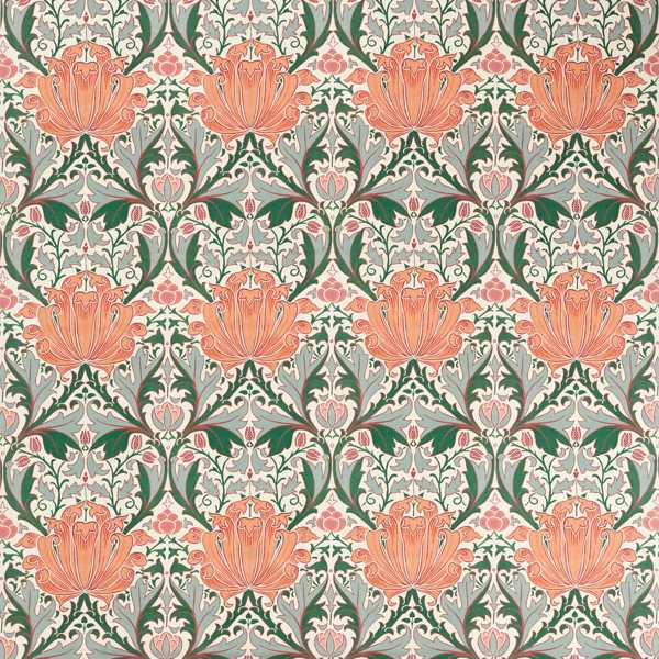 Helena Peach/Teal Fabric by Morris & Co