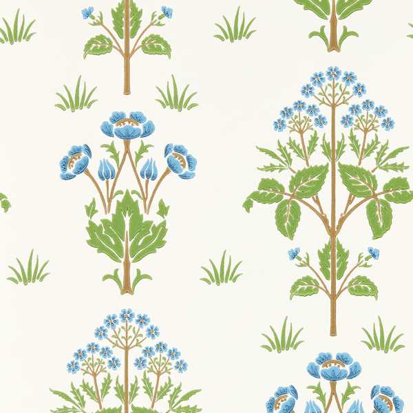 Meadow Sweet Cobalt/Grass green Wallpaper by Morris & Co