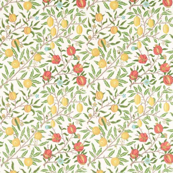 Fruit Leaf Green/Madder Fabric by Morris & Co