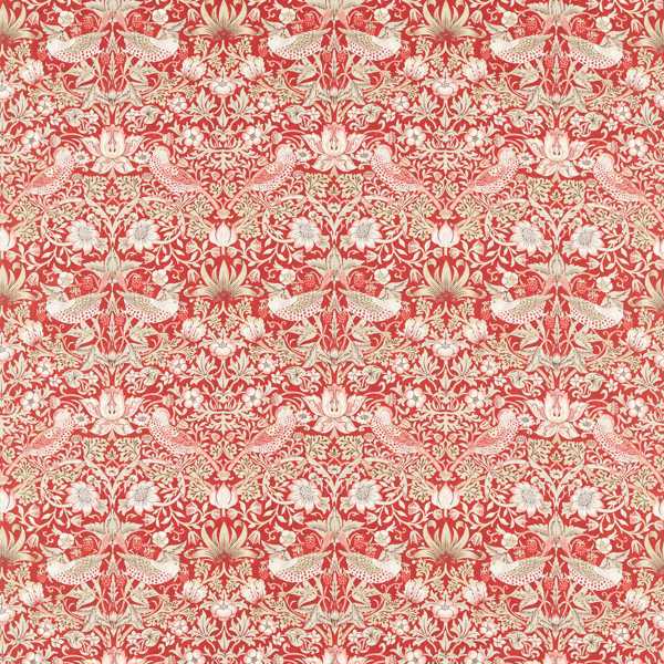 Strawberry Thief Indian Red Fabric by Morris & Co