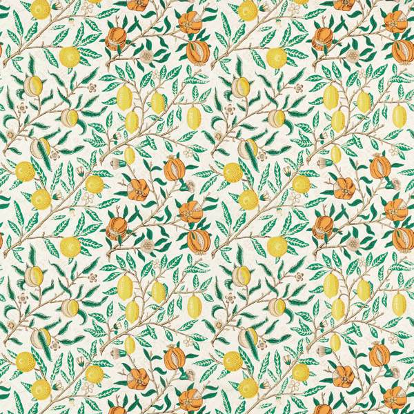 Fruit Sap Green/Tangerine Fabric by Morris & Co