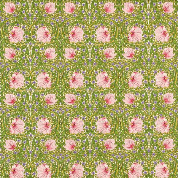 Pimpernel Sap Green/Strawberry Fabric by Morris & Co