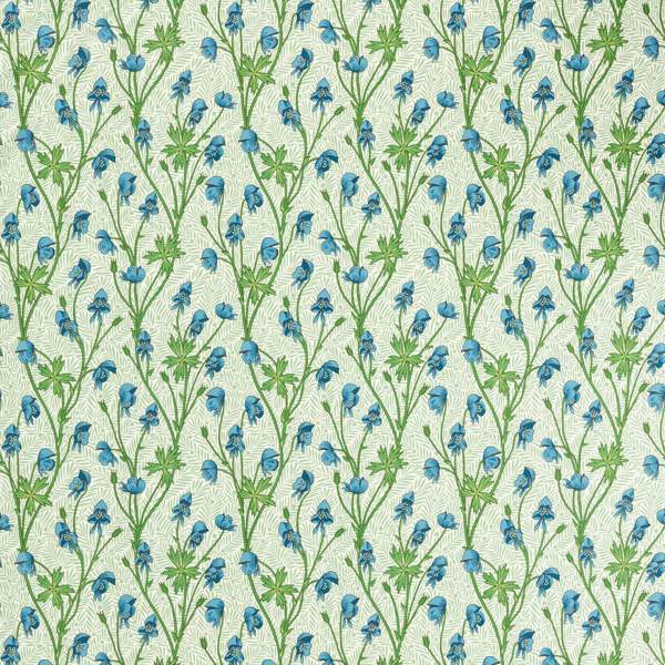 Monkshood Cobalt/Goblin Green Fabric by Morris & Co