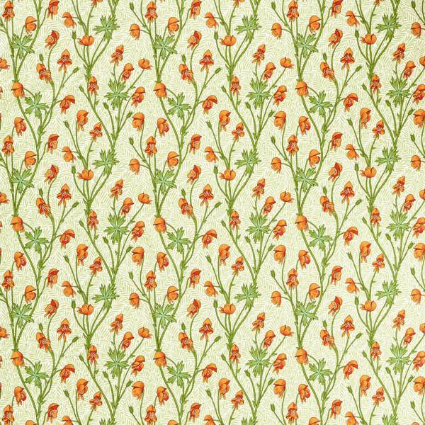 Monkshood Tangerine/Sage Fabric by Morris & Co