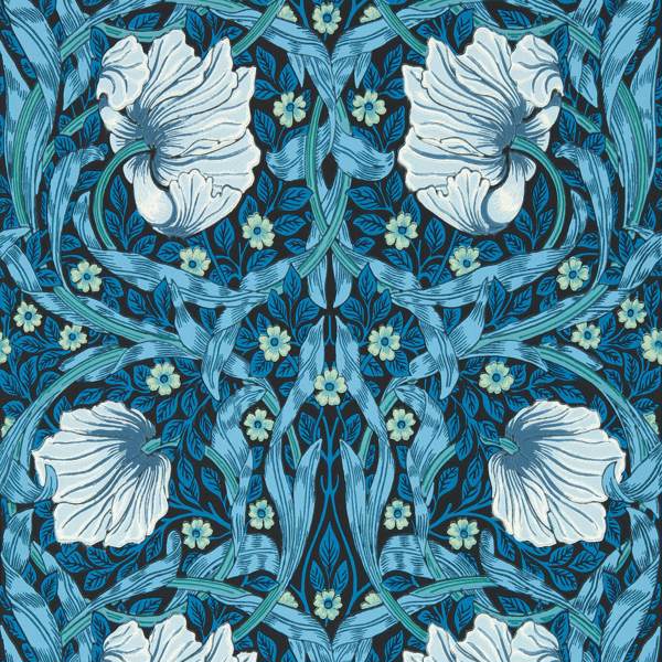 Pimpernel Midnight/Opal Wallpaper by Morris & Co