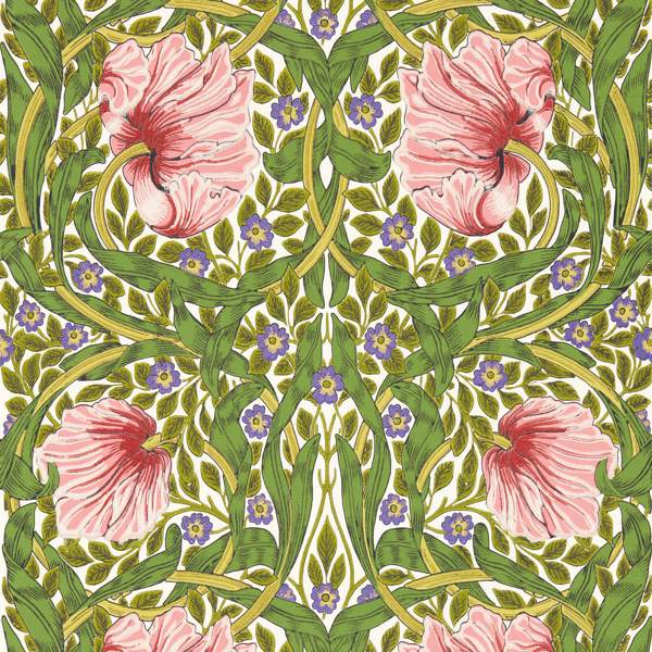 Pimpernel Sap Green/Strawberry Wallpaper by Morris & Co