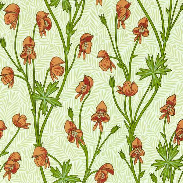 Monkshood Tangerine/Sage Wallpaper by Morris & Co
