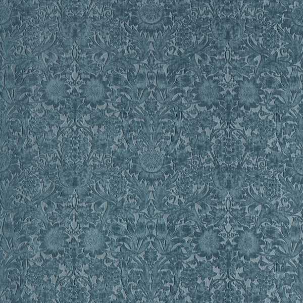 Sunflower Caffoy Velvet Webb’s blue Fabric by Morris & Co