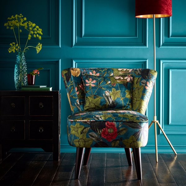 Lexi Chair Passiflora Kingfisher Furniture by Clarke & Clarke