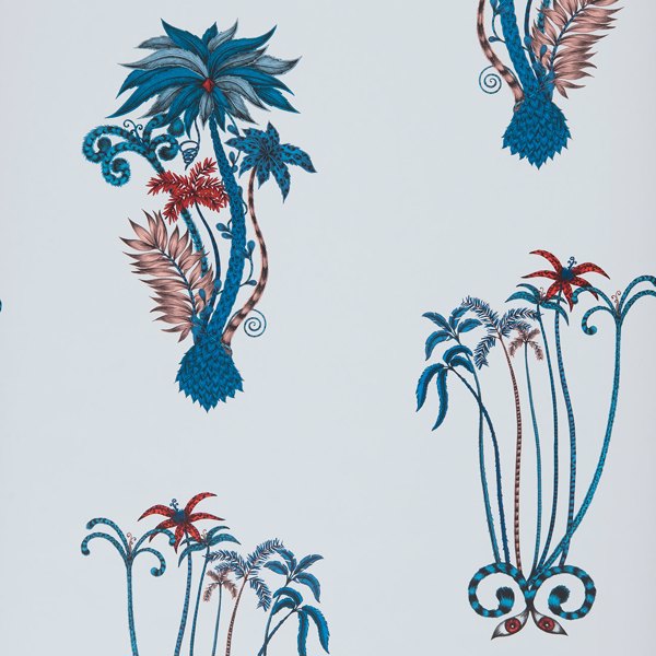 Jungle Palms Blue Wallpaper by Clarke & Clarke