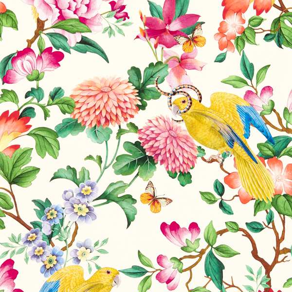 Golden Parrot Ivory Wallpaper by Clarke & Clarke