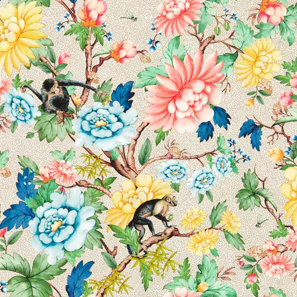 Sapphire Garden Ivory Wallpaper by Clarke & Clarke