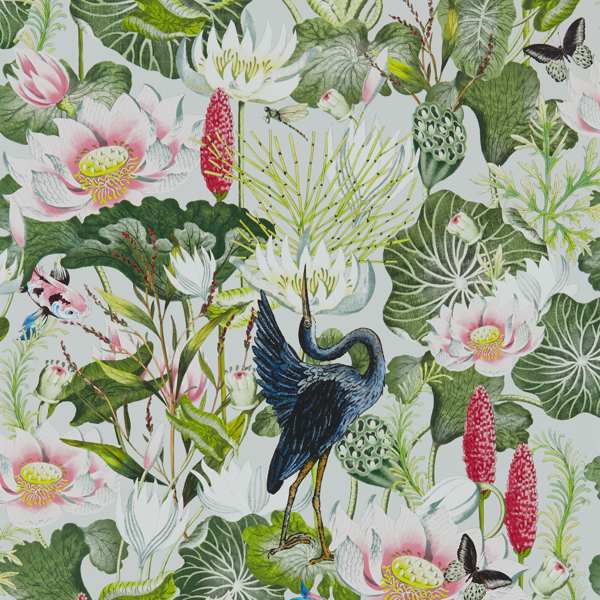 Waterlily Dove Wallpaper by Clarke & Clarke