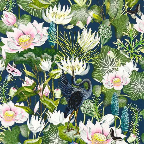 Waterlily Midnight Wallpaper by Clarke & Clarke
