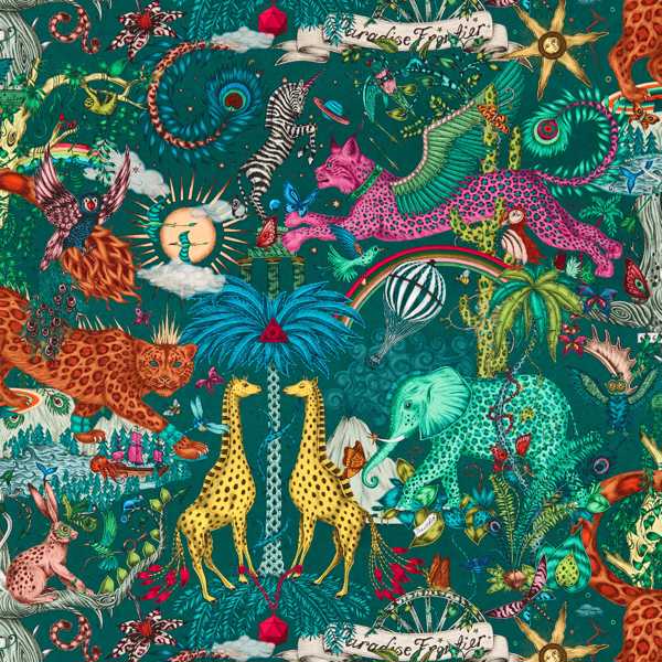 Paradise Lost Teal Wallpaper by Clarke & Clarke