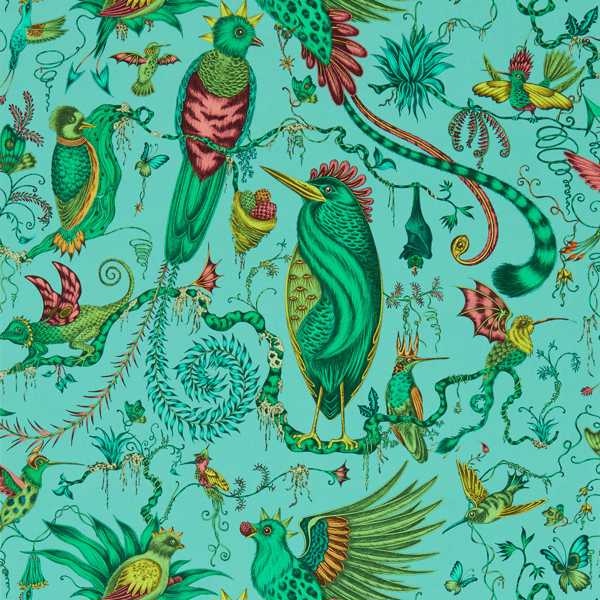 Quetzal Aqua Wallpaper by Clarke & Clarke