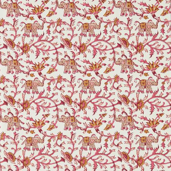 Hathi Raspberry Wallpaper by Clarke & Clarke