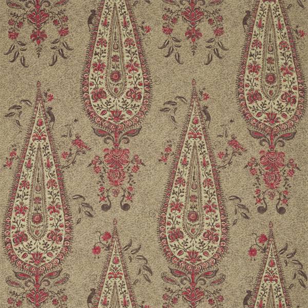 Koyari Paisley Antiquary/Crimson/Linen Fabric by Zoffany
