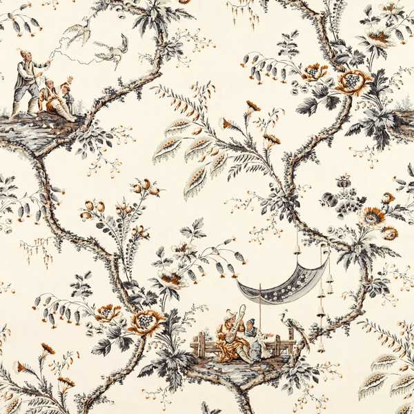 Emperor's Musician Charcoal Fabric by Zoffany